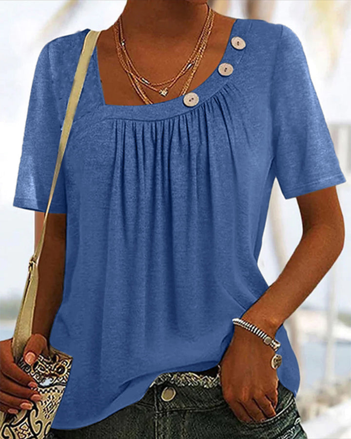 Hendrika | Comfortabele Effen Top met Korte Mouwen