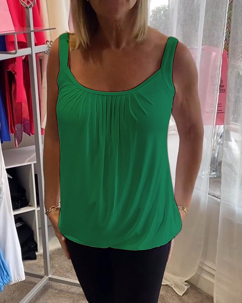 Hermine | Casual Mouwloze Top met Plooi