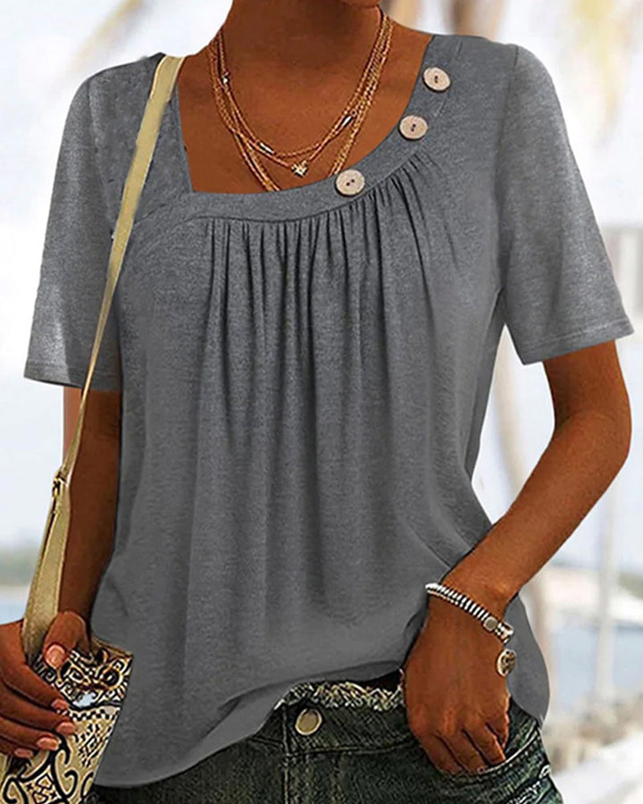 Hendrika | Comfortabele Effen Top met Korte Mouwen