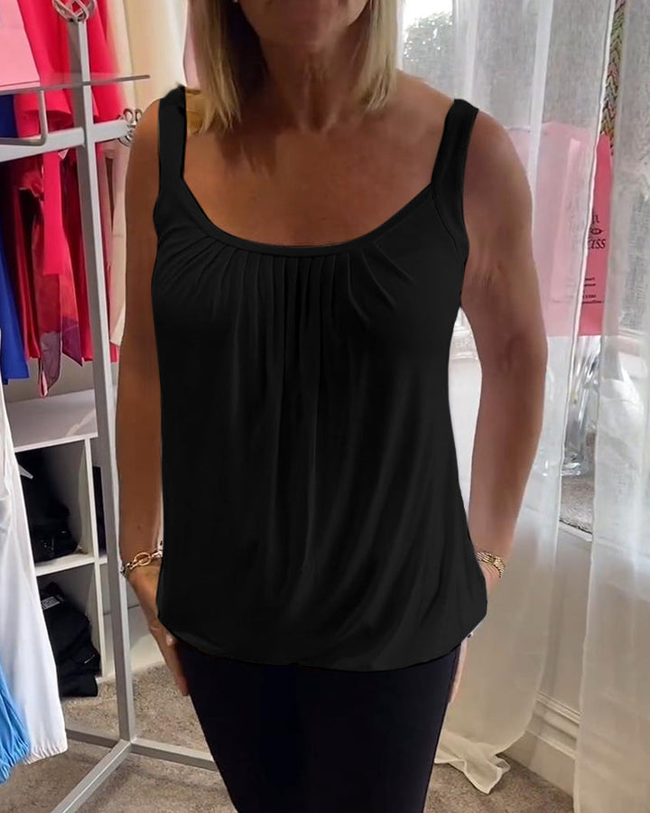 Hermine | Casual Mouwloze Top met Plooi