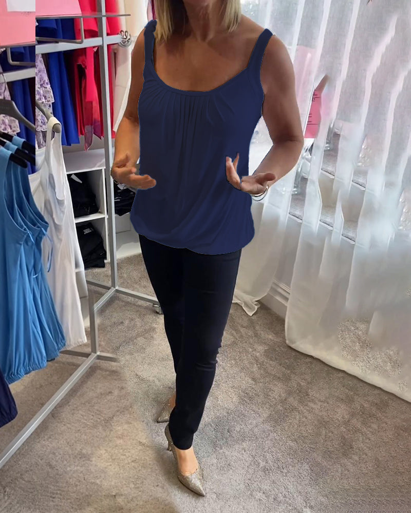 Hermine | Casual Mouwloze Top met Plooi