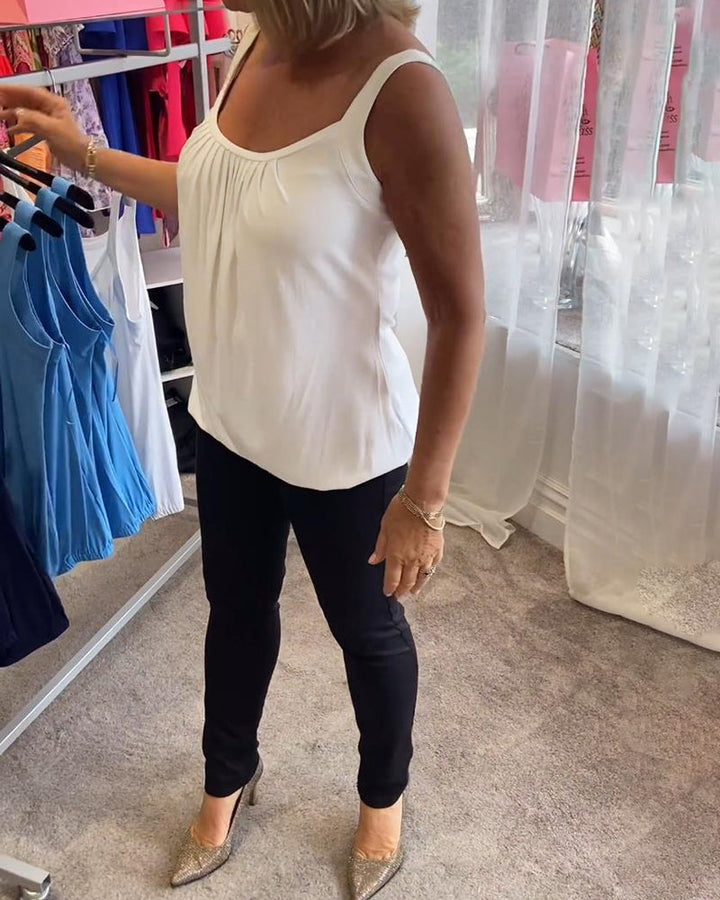 Hermine | Casual Mouwloze Top met Plooi