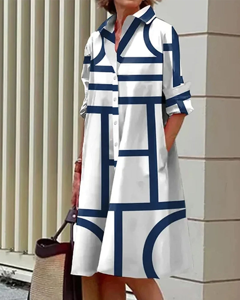 Ellen | Jurk met Zakken en Geometrische Print