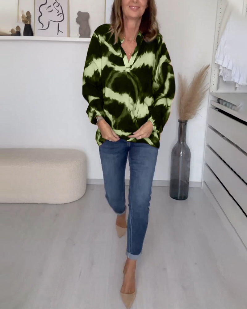Gretha | Casual Top met Print en V-hals