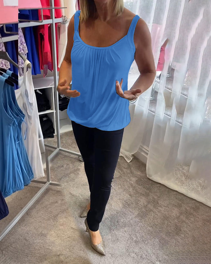 Hermine | Casual Mouwloze Top met Plooi