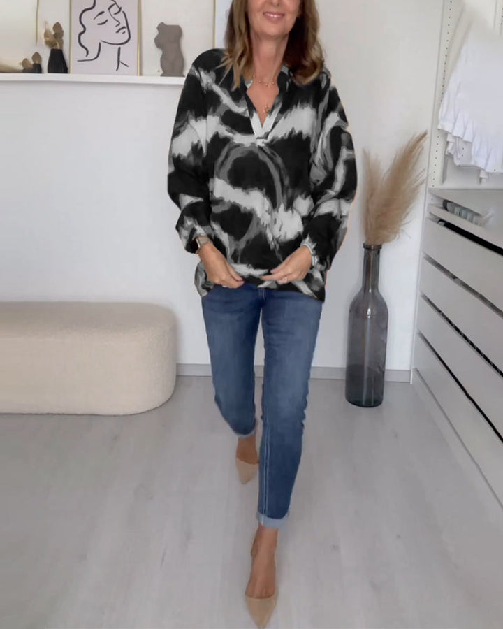 Gretha | Casual Top met Print en V-hals