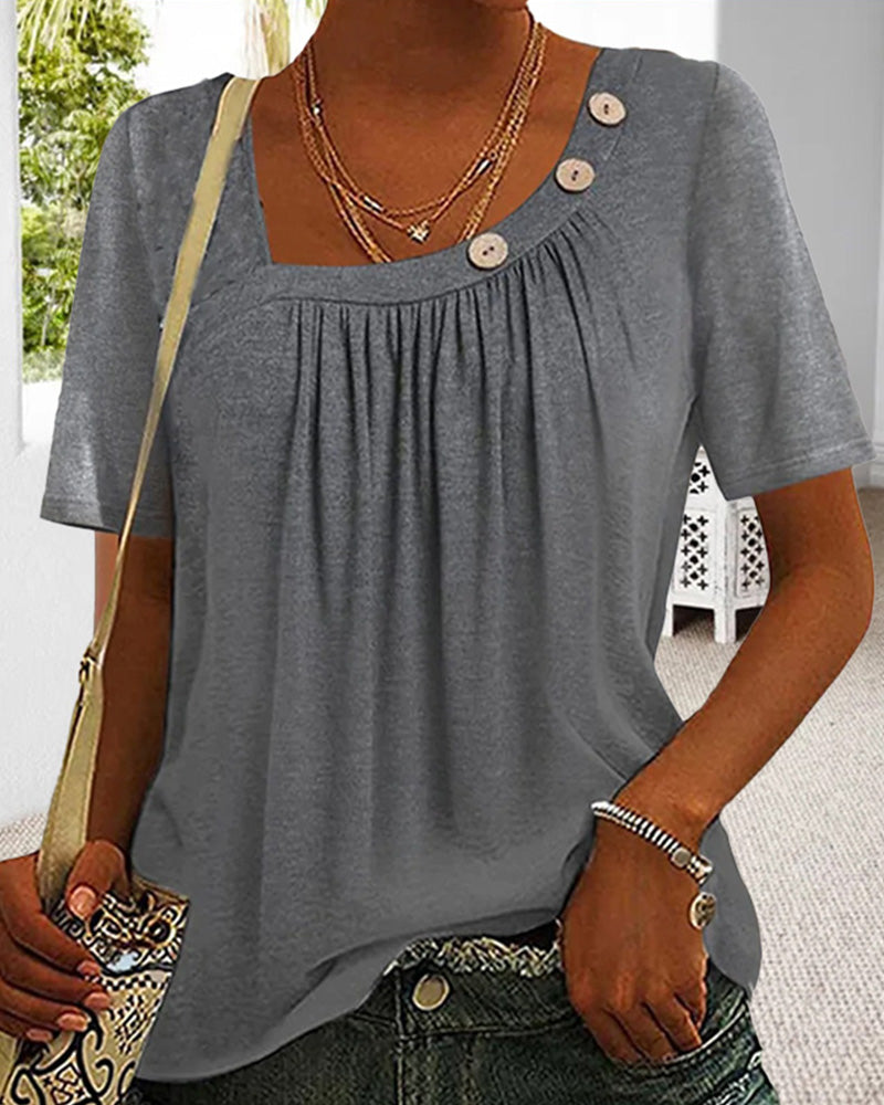 Hendrika | Comfortabele Effen Top met Korte Mouwen