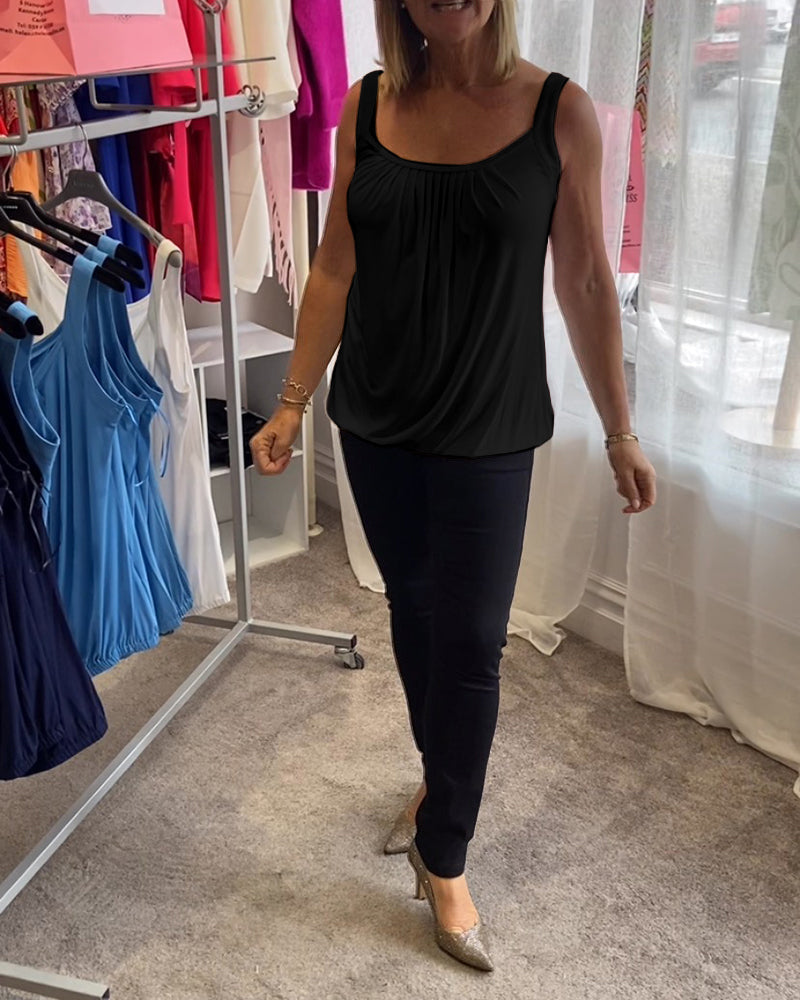 Hermine | Casual Mouwloze Top met Plooi