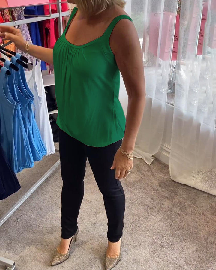 Hermine | Casual Mouwloze Top met Plooi