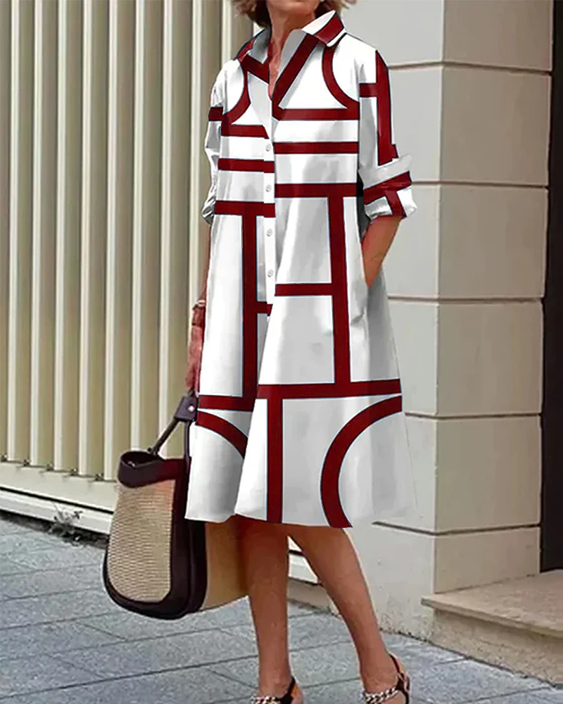 Ellen | Jurk met Zakken en Geometrische Print