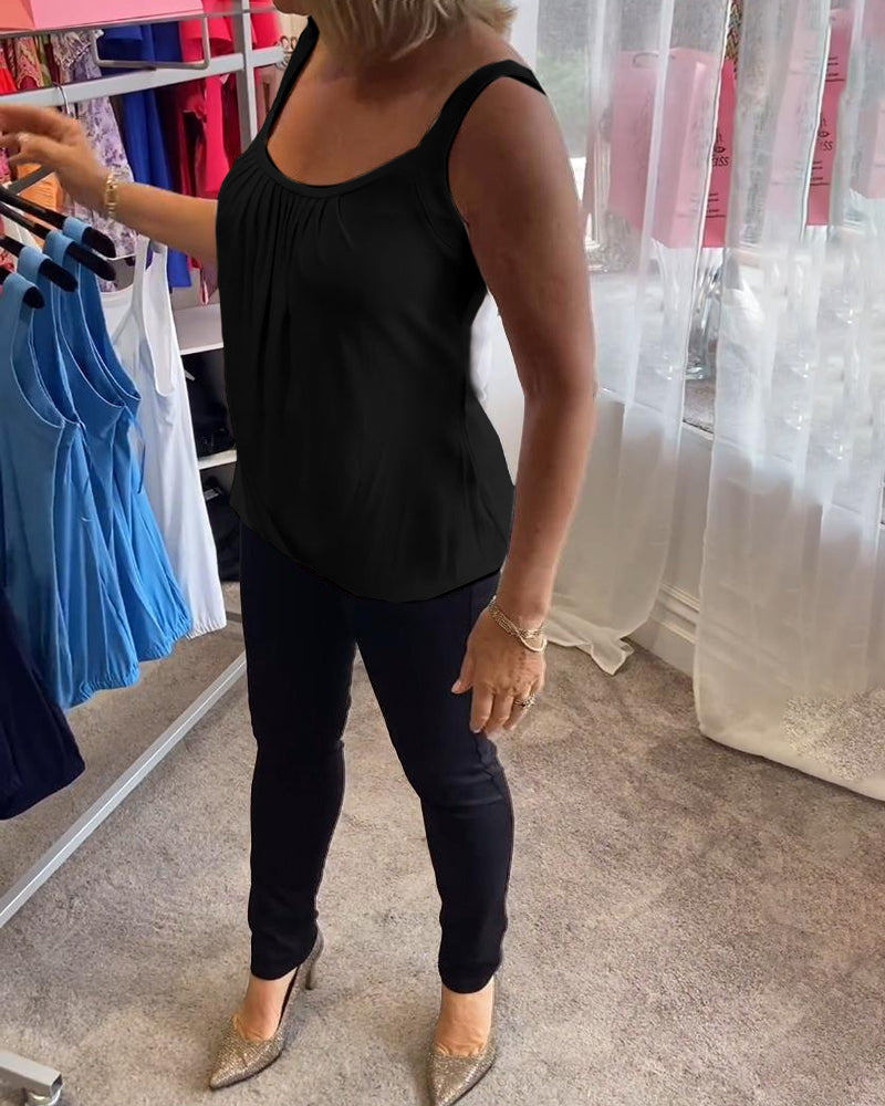Hermine | Casual Mouwloze Top met Plooi