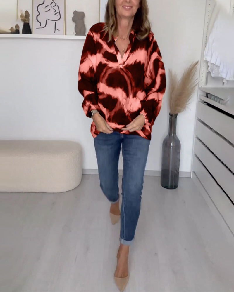 Gretha | Casual Top met Print en V-hals