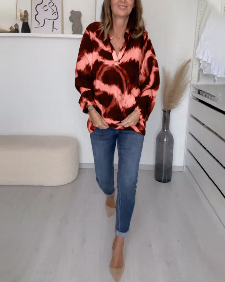 Gretha | Casual Top met Print en V-hals