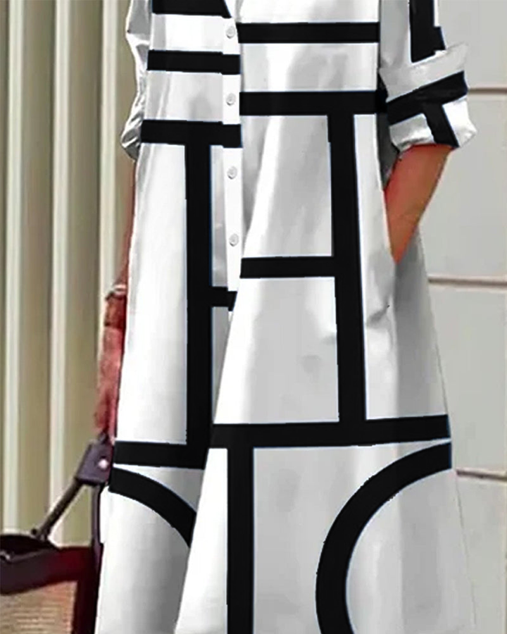 Ellen | Jurk met Zakken en Geometrische Print