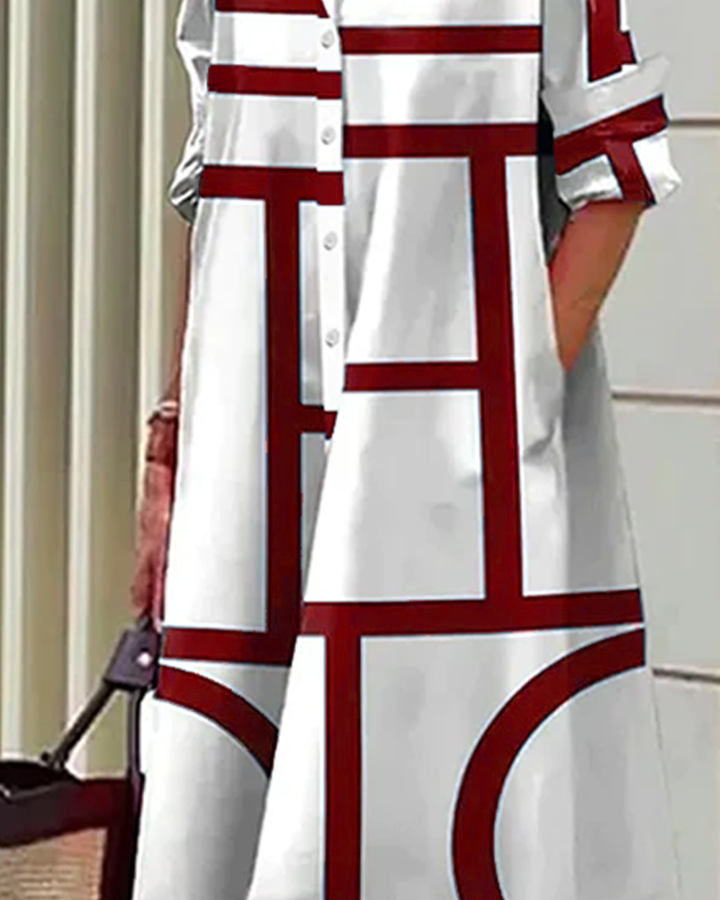 Ellen | Jurk met Zakken en Geometrische Print