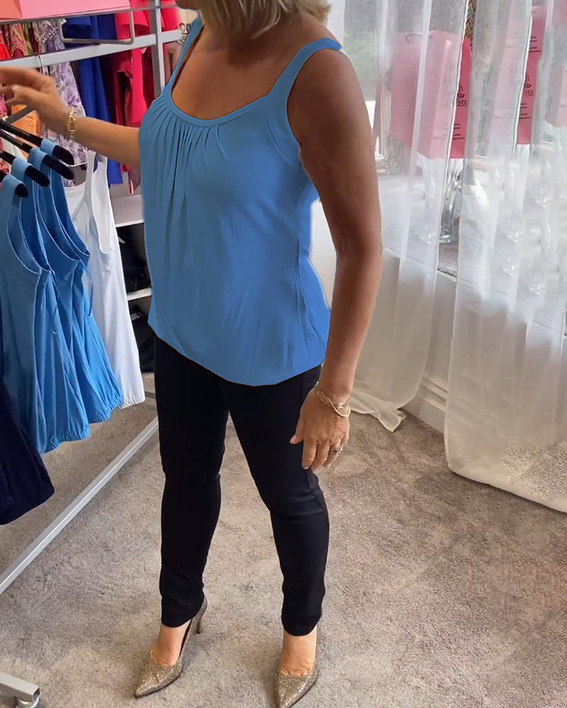 Hermine | Casual Mouwloze Top met Plooi