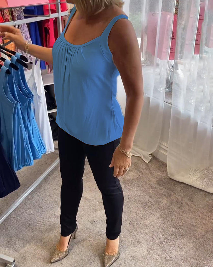Hermine | Casual Mouwloze Top met Plooi