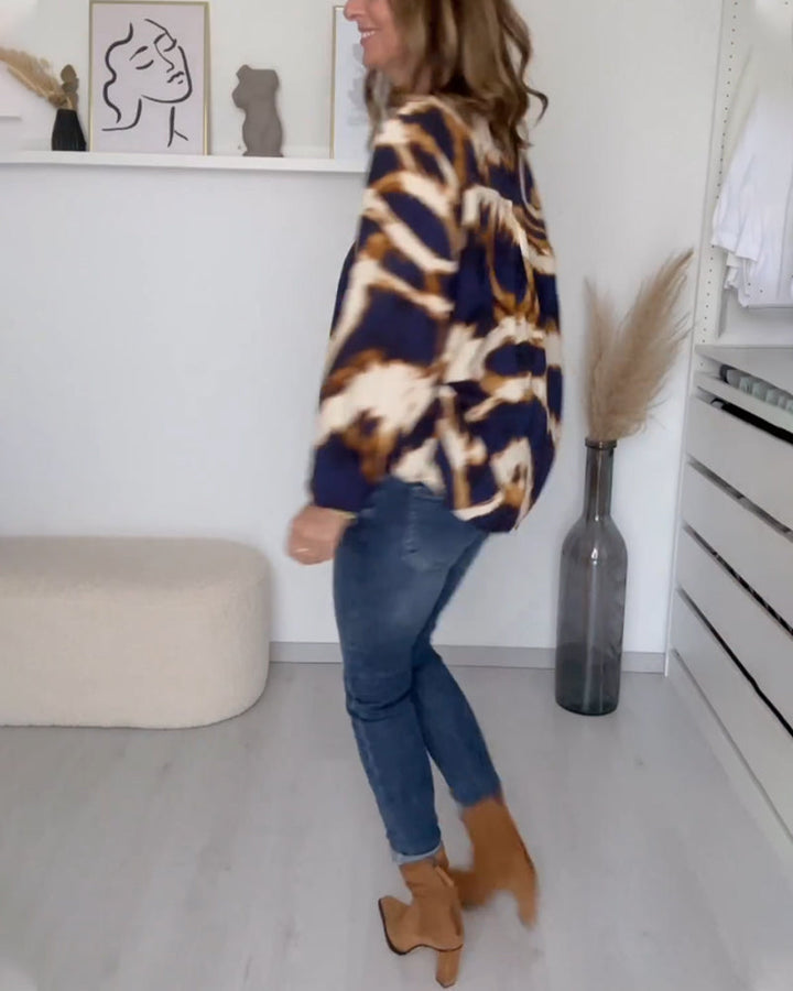 Gretha | Casual Top met Print en V-hals