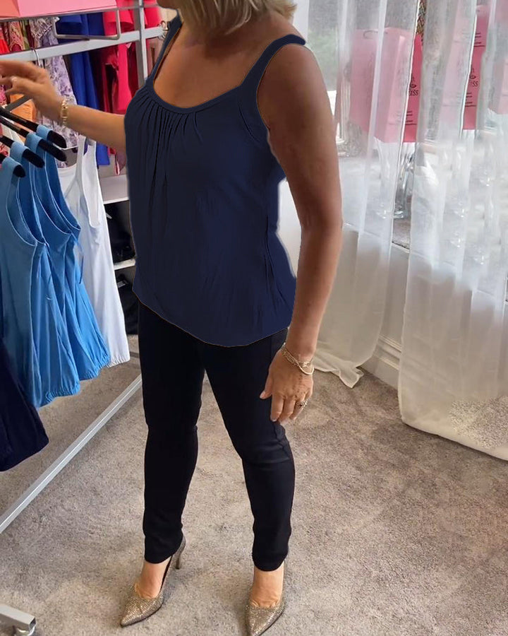 Hermine | Casual Mouwloze Top met Plooi