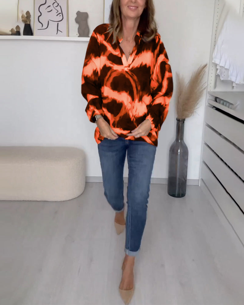 Gretha | Casual Top met Print en V-hals