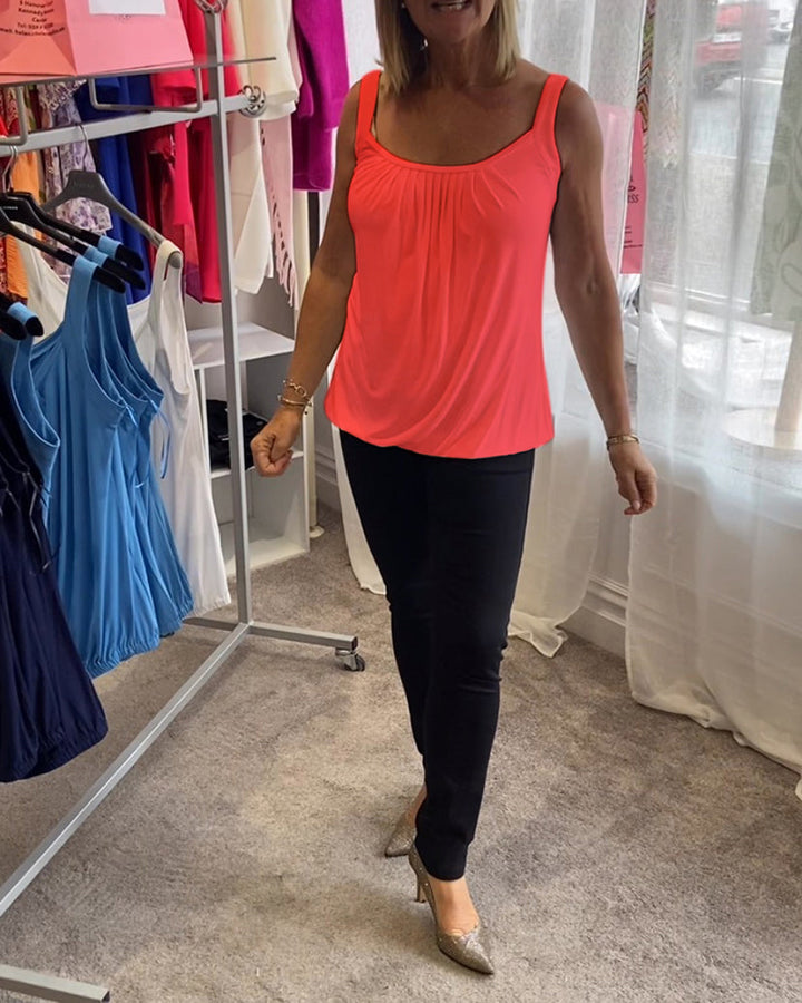Hermine | Casual Mouwloze Top met Plooi
