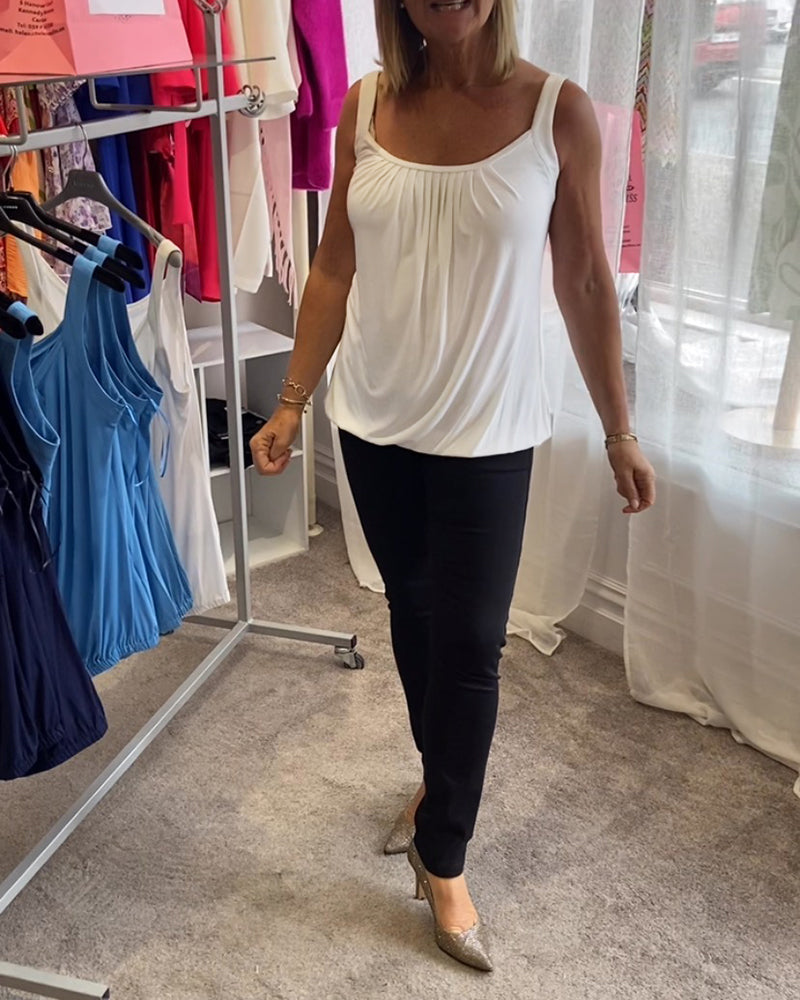 Hermine | Casual Mouwloze Top met Plooi