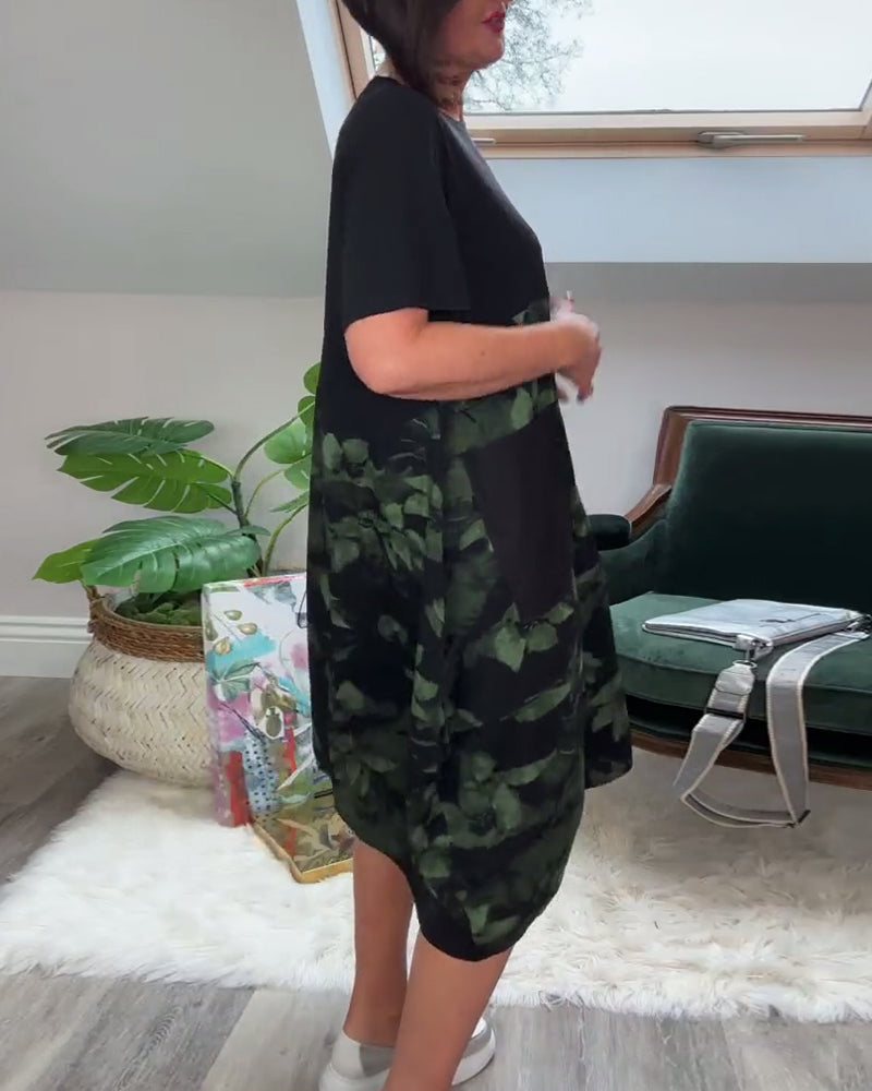 Ada | Patchworkjurk met Ronde Halslijn en Bloemenprint