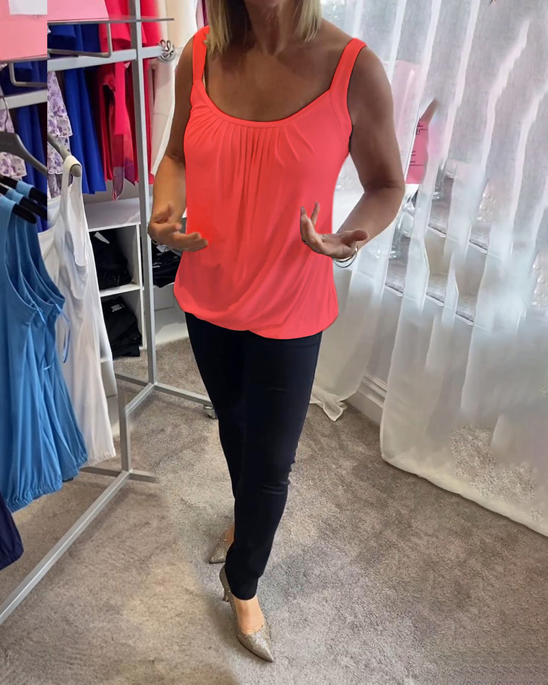 Hermine | Casual Mouwloze Top met Plooi