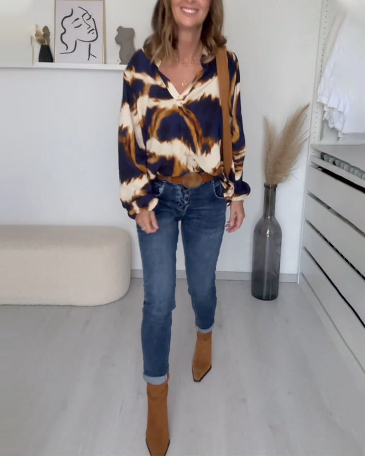 Gretha | Casual Top met Print en V-hals