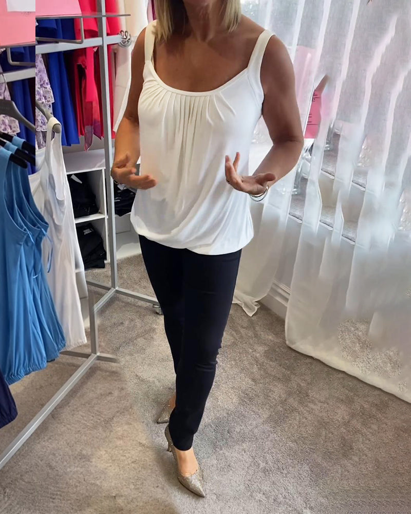 Hermine | Casual Mouwloze Top met Plooi