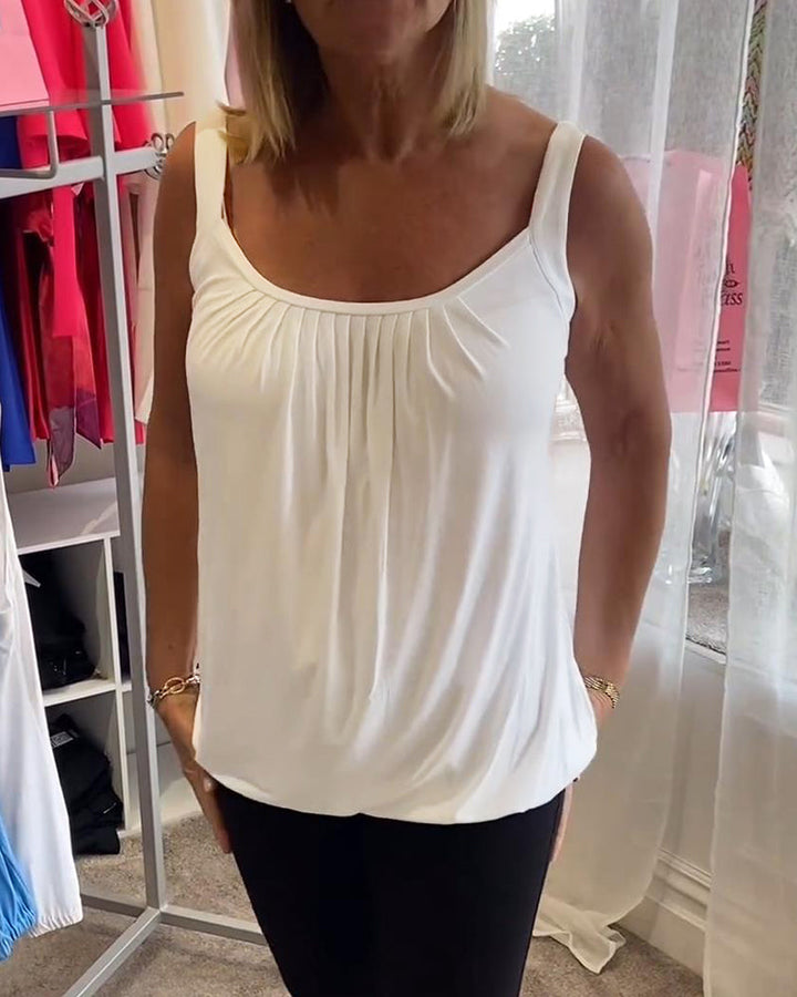 Hermine | Casual Mouwloze Top met Plooi