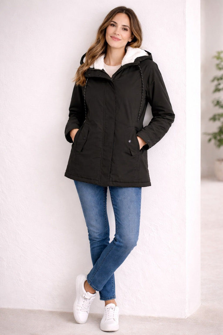 Jacqueline | Lange Winterjas met Capuchon en Voering