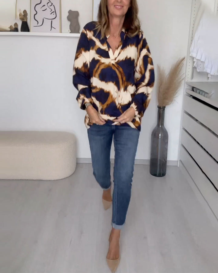 Gretha | Casual Top met Print en V-hals
