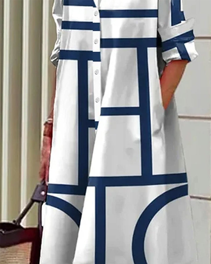 Ellen | Jurk met Zakken en Geometrische Print