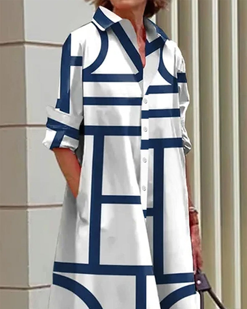 Ellen | Jurk met Zakken en Geometrische Print