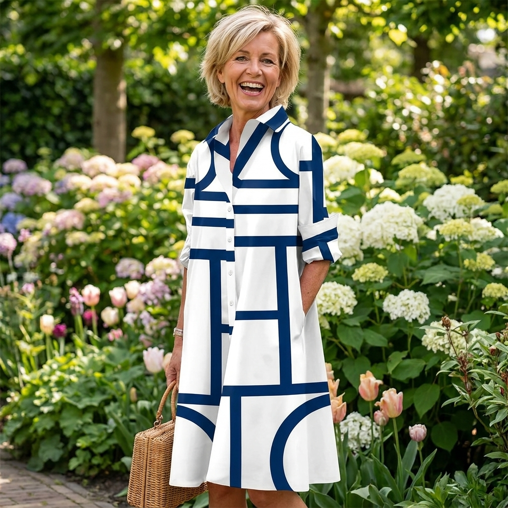Ellen | Jurk met Zakken en Geometrische Print