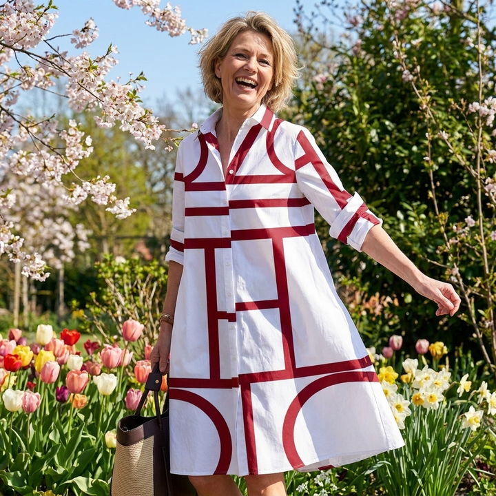Ellen | Jurk met Zakken en Geometrische Print