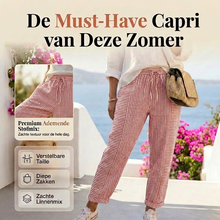 Mathilde | Gestreepte Katoenen Broek