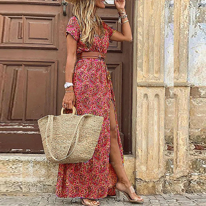 Mirjam | Luchtige Boho Maxi-jurk met Bijpassende Riem