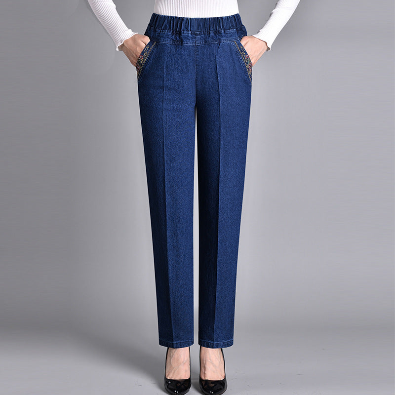 Mariska | Damesjeans met Zijzakken en Elastische Taille