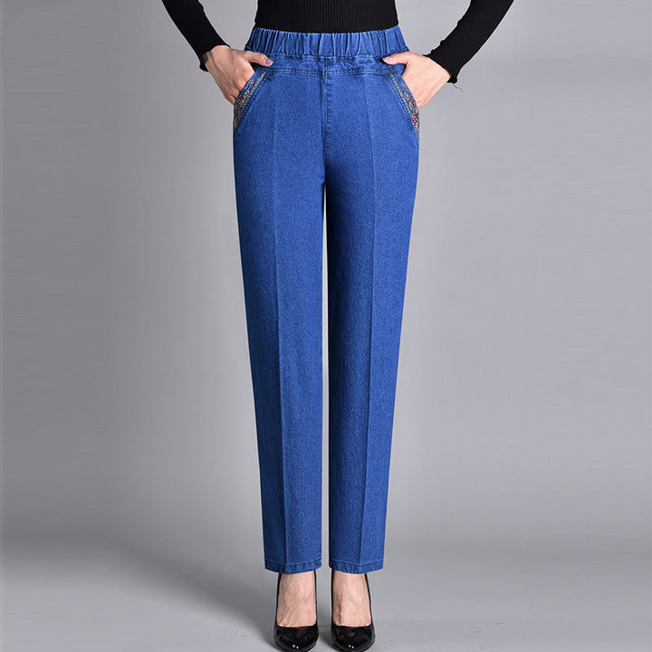 Mariska | Damesjeans met Zijzakken en Elastische Taille