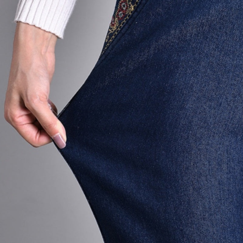 Mariska | Damesjeans met Zijzakken en Elastische Taille