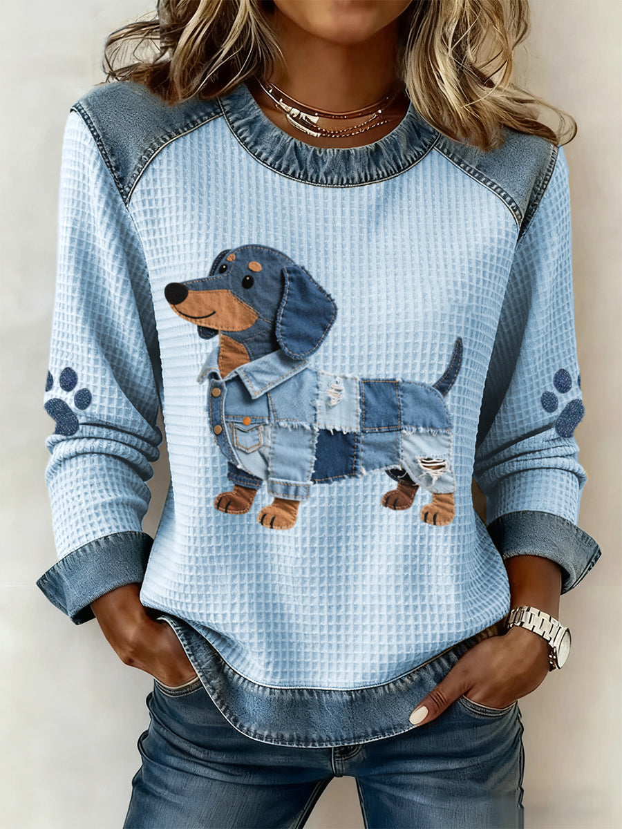 Henriëtte | Schattige Teckel met Patchwork Denim