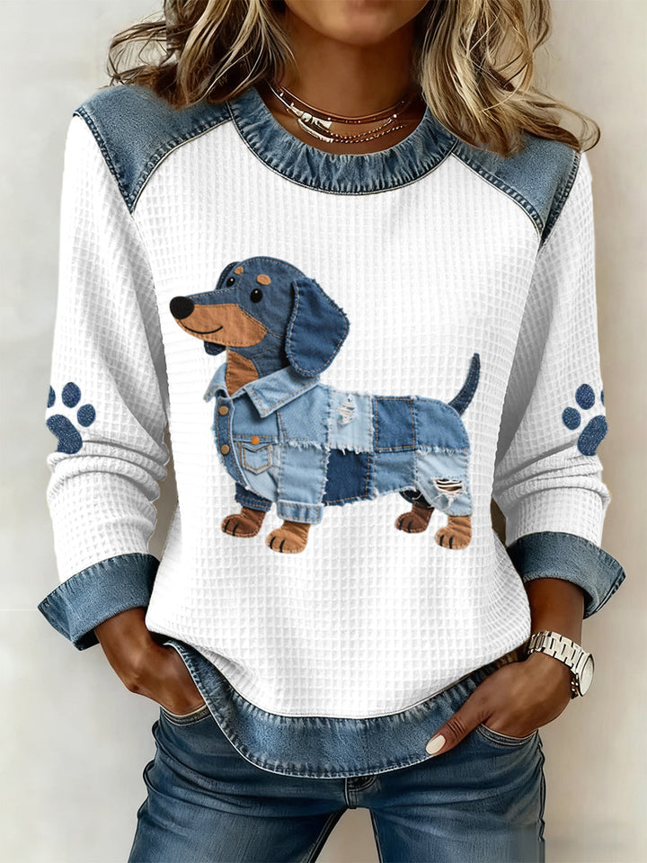 Henriëtte | Schattige Teckel met Patchwork Denim