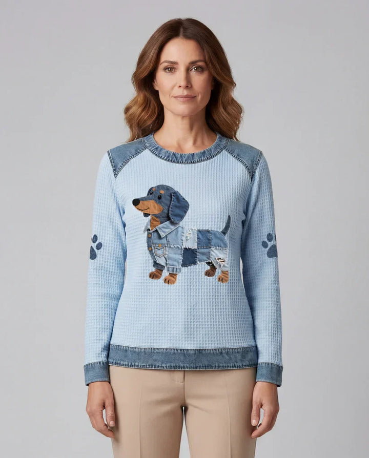 Henriëtte | Schattige Teckel met Patchwork Denim