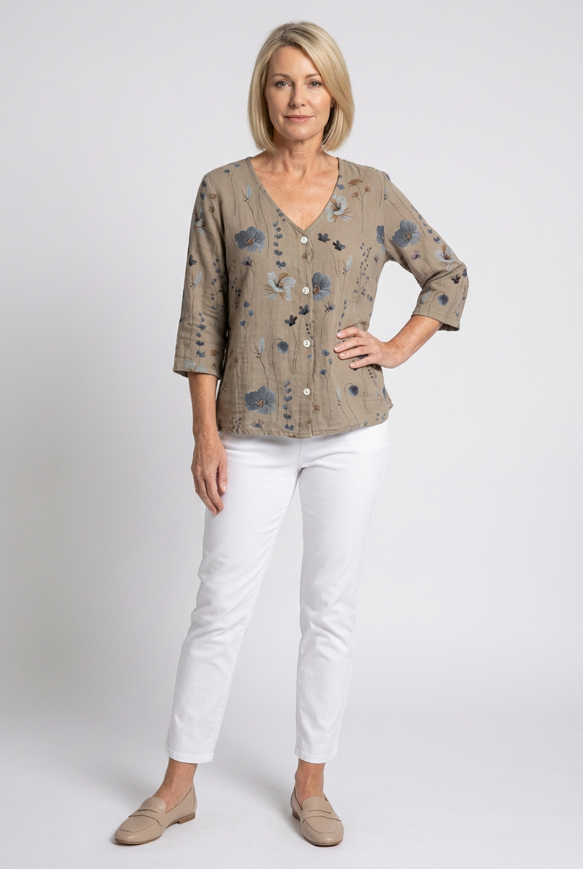 Ineke | Damesblouse met Driekwartmouwen